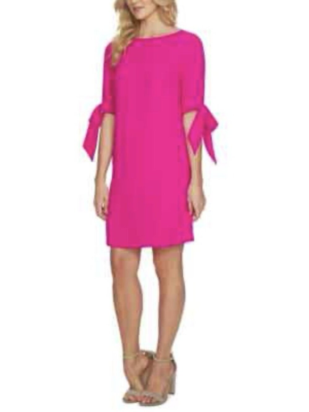 CeCe Bow Sleeve Magenta Shift Dress Pink Size 2